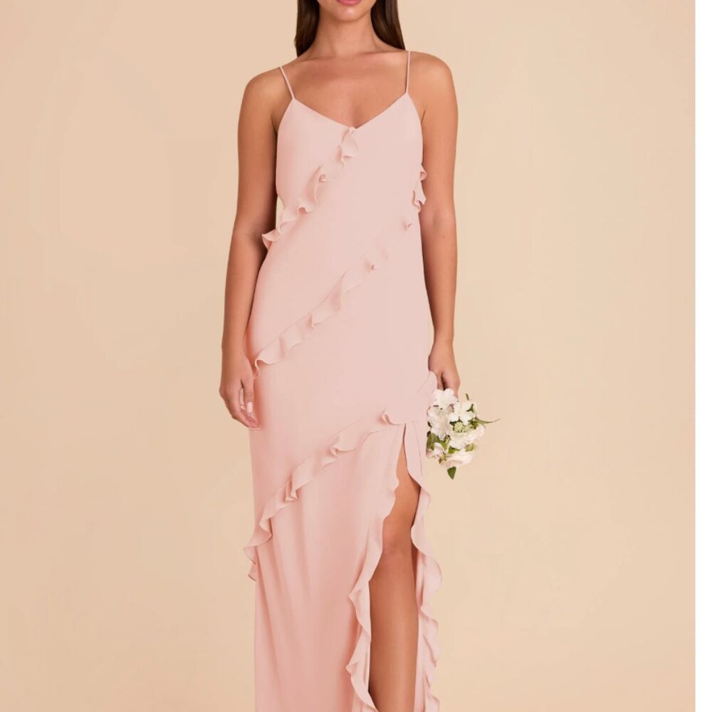 Birdy Grey Blush Pink Ruffle Slip Wedding Dress